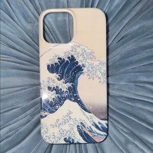 Wave Design Phone Case - Cream and Blue for iPhone 13 Pro Max